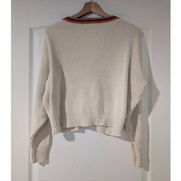 Marine Layer | Robin Crop Cardigan in Ivory with Tipping - Picture 3 of 14